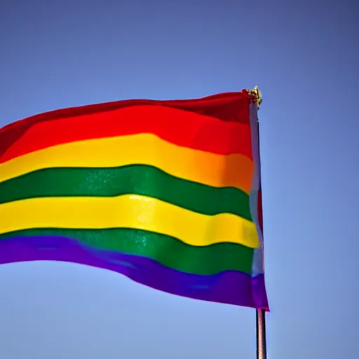 Prompt: beautiful amazing, award - winning photograph of lgbt flag waving in the wind