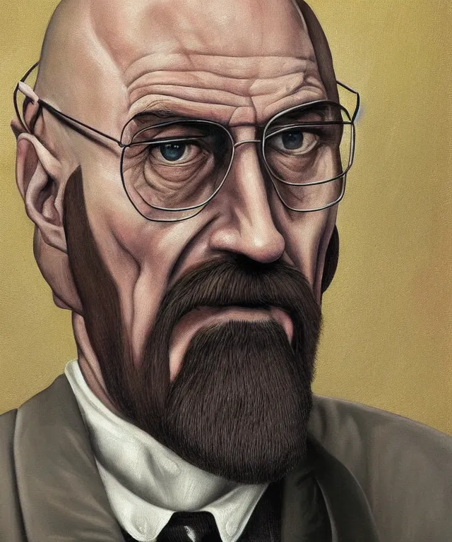 Image similar to portrait of Saruman as Walter White in Breaking Bad, lowbrow painting by Mark Ryden