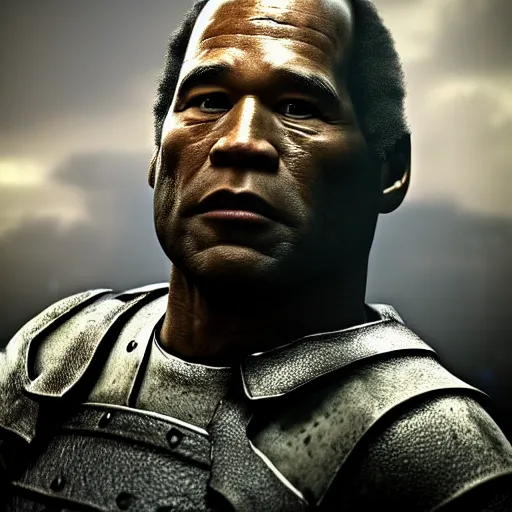 Image similar to oj simpson as the main character in dark souls, highly detailed, extremely high quality, hd, 4 k, 8 k, canon 3 0 0 mm, professional photographer, 4 0 mp, lifelike, top - rated, award winning, realistic, detailed lighting, detailed shadows, sharp, no blur, edited, corrected, trending