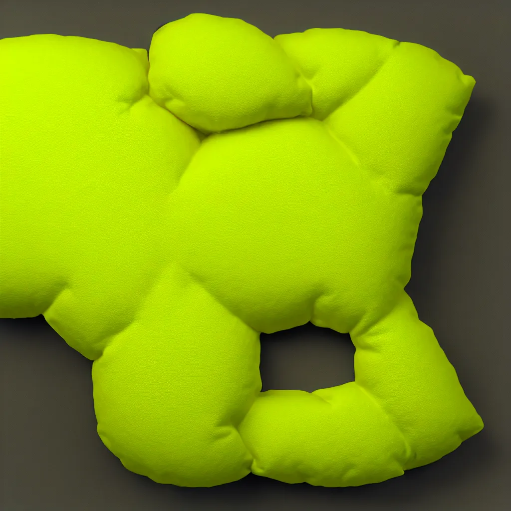 Image similar to small and soft neon yellow creature sleeping on a pillow in the middle, godot engine render, glitchcore aesthetics, high detail texture, 8k