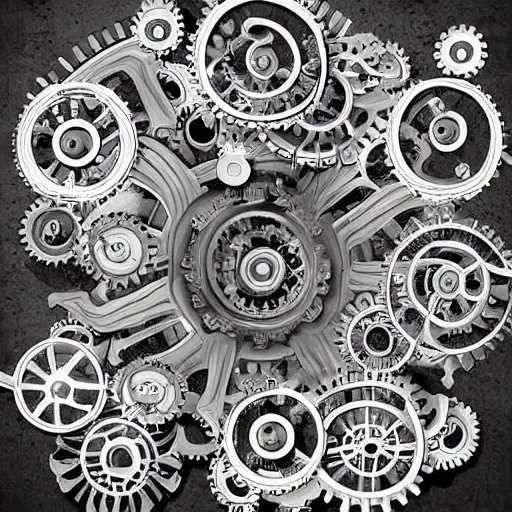 Image similar to neural network represented as gears and springs, trending on artstation, high quality digital art