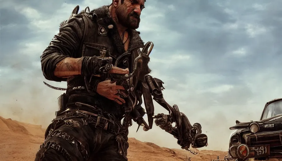 Image similar to Joe Bernthal is Mad Max, hyperdetailed, artstation, cgsociety, 8k