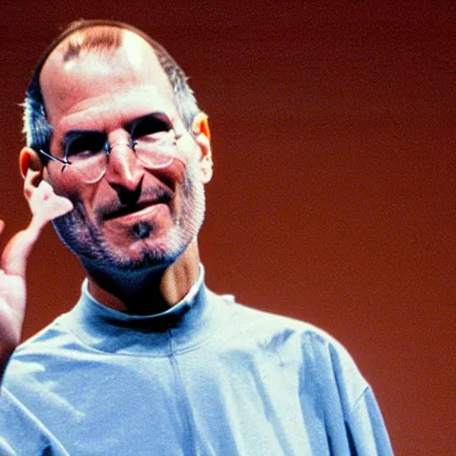 Prompt: steve jobs announcing a wrench, press photo