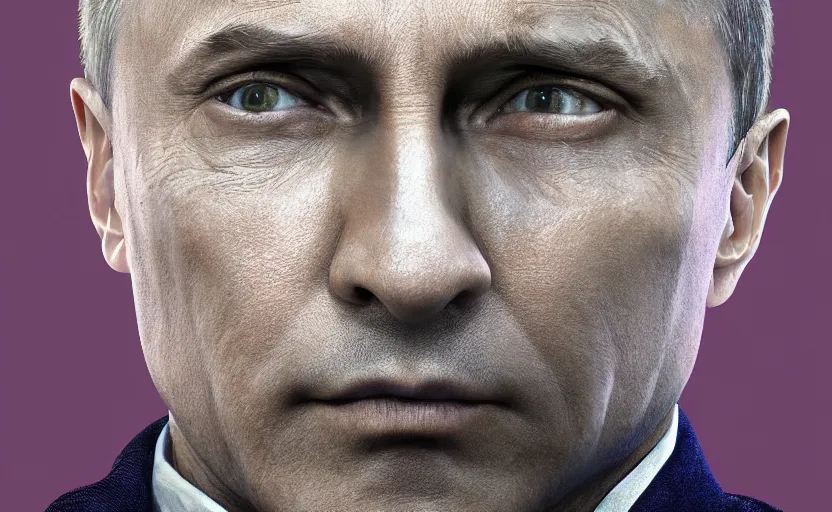 Prompt: hyperrealistic mixed media portrait of a Vladimir Putin forward angle, stunning 3d render inspired art by P. Craig Russell and Barry Windsor-Smith + perfect facial symmetry + dim volumetric lighting, 8k octane beautifully detailed render, post-processing, extremely hyperdetailed, intricate complexity, epic composition, grim yet sparkling atmosphere, cinematic lighting + masterpiece, trending on artstation