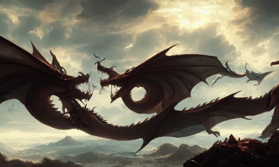 Prompt: two dragons fighting in the clouds, Greg Rutkowski, ArtStation, CGSociety, Unreal Engine