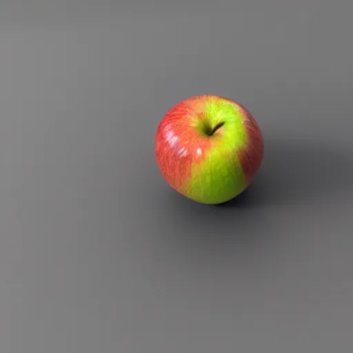 Image similar to apple on a table, low polygon, 3 d render, closeup