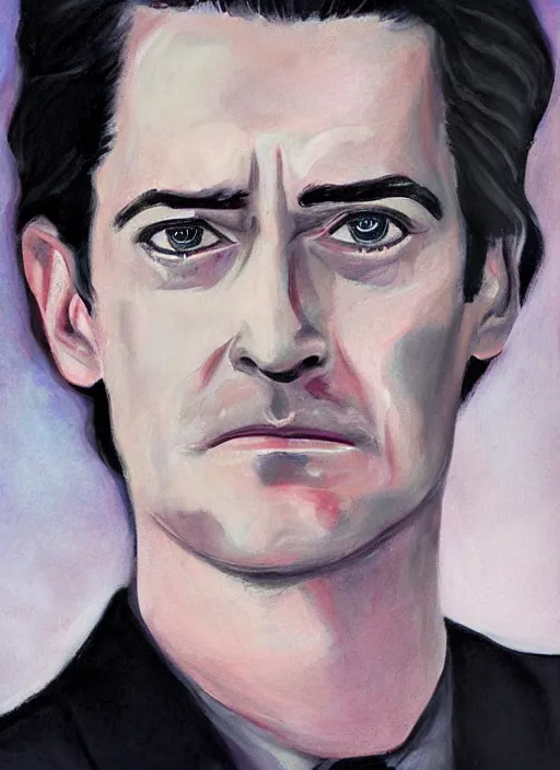 Prompt: portrait of kyle maclachlan as dale cooper by jennifer dionisio
