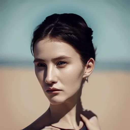 Prompt: centered detailed portrait of a beautiful classy woman by Alina Ivanchenko,Alessio Albi and Shin JeongHo, shot on 70mm, unreal engine