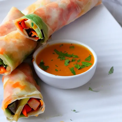 Image similar to vietnamese italian fusion pizza spring rolls