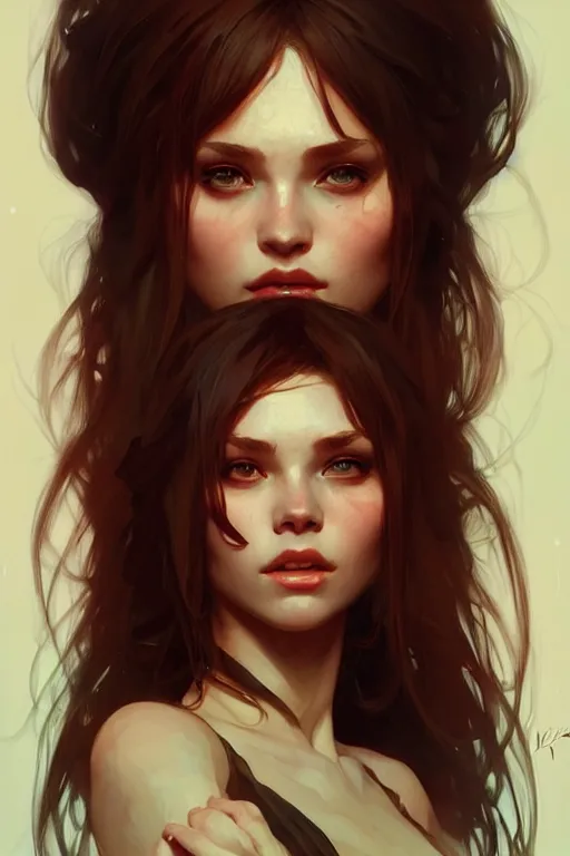 Image similar to a very beautiful savage girl, forest, fantasy, portrait, sharp focus, intricate, elegant, digital painting, artstation, matte, highly detailed, concept art, illustration, ambient lighting, art by ilya kuvshinov, artgerm, alphonse mucha, and greg rutkowski