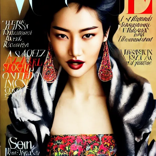 Image similar to a beautiful professional photograph by hamir sardar, herb ritts and ellen von unwerh for the cover of vogue magazine of a beautiful and unusually attractive tibetan female fashion model looking at the camera in a flirtatious way, zeiss 5 0 mm f 1. 8 lens