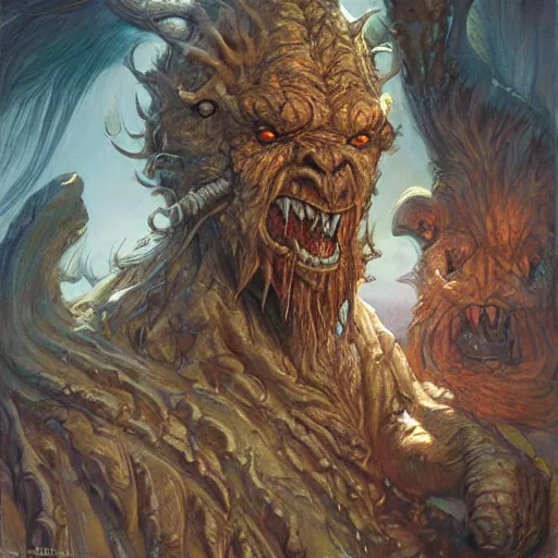 Image similar to The thing as a fantasy D&D monster, art by Donato Giancola and James Gurney, digital art, trending on artstation