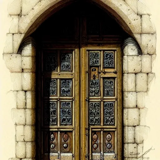 Prompt: ( ( ( ( ( complex medieval ornate door. muted colors. ) ) ) ) ) by jean - baptiste monge!!!!!!!!!!!!!!!!!!!!!!!!!!! high resolution