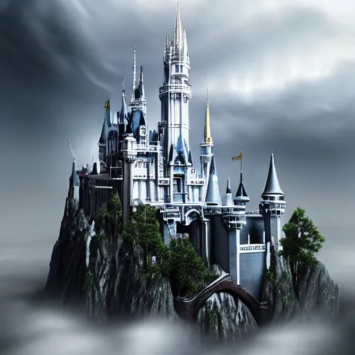 Prompt: A extremely highly detailed majestic hi-res beautiful, highly detailed mysterious pure all white brick immaculate disney hogwarts castle in black scary storm clouds high detail,ethereal, dramatic lightning, rim light, hyperrealistic, photorealistic, octante render, elegant, cinematic, high textures, hyper sharp, 8k, insanely detailed and intricate, graphic design, cinematic atmosphere, hypermaximalist, hyper realistic, super detailed, 4k HDR hyper realistic by Beeple, by Makoto Shinkai, syd meade, starwars, space art concept, digital art, unreal engine, WLOP, trending on artstation, 4K UHD image, octane render, artstation