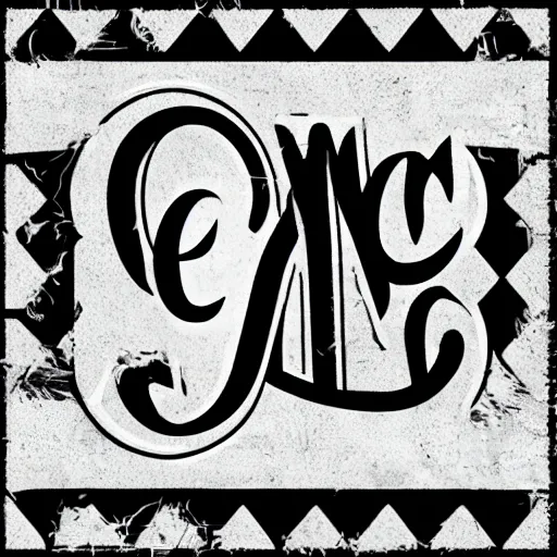 Prompt: the initials 'C.E.' as a logo with black letter text. gothic, grungy, serif font. black and white, flat colors. vector image. clean lines.