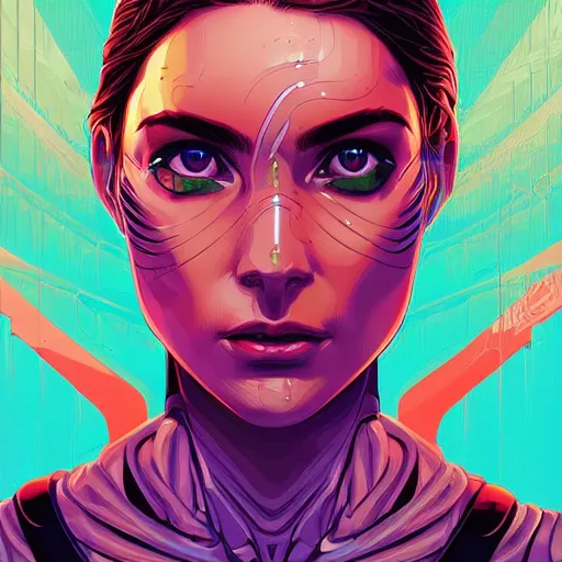 Image similar to a portrait of a female android, by Dan Mumford and Sandra Chevrier, 4k
