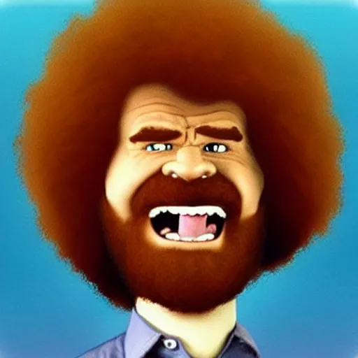 Prompt: angry screaming bob ross with a really long neck