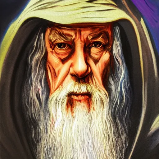 Image similar to gandalf as art deco, painting