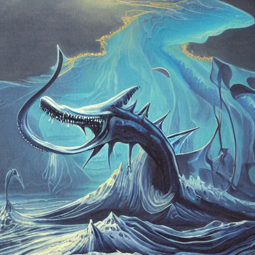 Image similar to Leviathan in the abyss high detailed painting