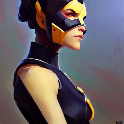 Image similar to Greg Manchess portrait painting of 02 - ゼロツ as Overwatch character, medium shot, asymmetrical, profile picture, Organic Painting, sunny day, Matte Painting, bold shapes, hard edges, street art, trending on artstation, by Huang Guangjian and Gil Elvgren and Sachin Teng