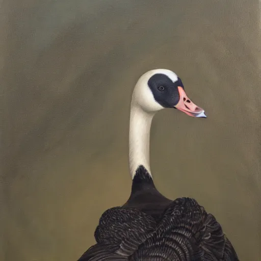 Image similar to oil painting of a goose with dozens of eyes all over its body