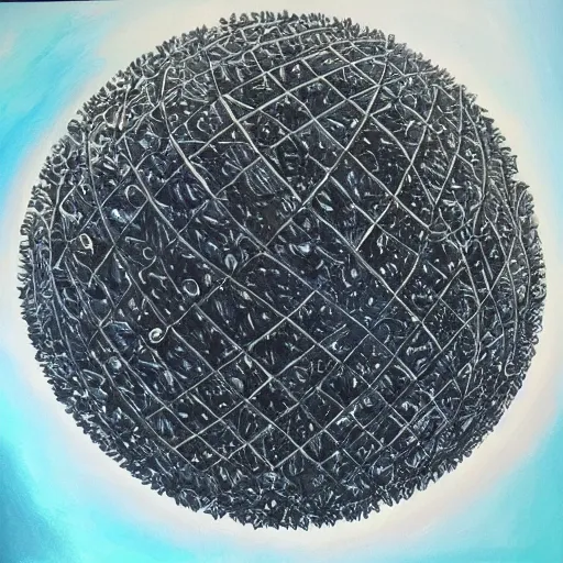 Prompt: highly detailed artwork, dyson sphere, acrylic painting