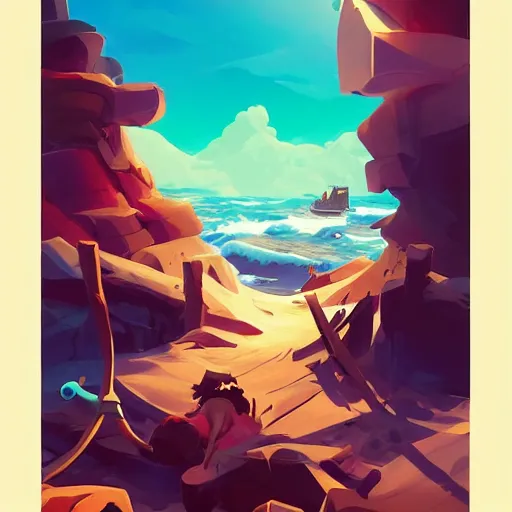 Image similar to painting treasure on sea of thieves game smooth median photoshop filter cutout vector, behance hd by jesper ejsing, by rhads, makoto shinkai and lois van baarle, ilya kuvshinov, rossdraws global illumination