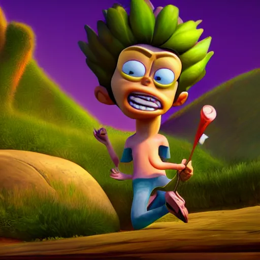 Prompt: buff jimmy neutron in spore ( 2 0 0 8 ), octane render, artstation