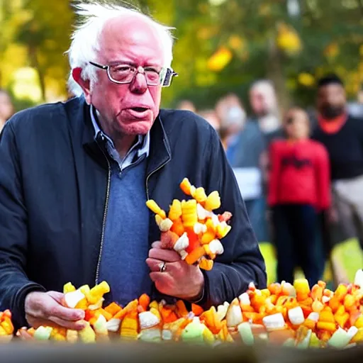 Prompt: bernie sanders eating candy corn