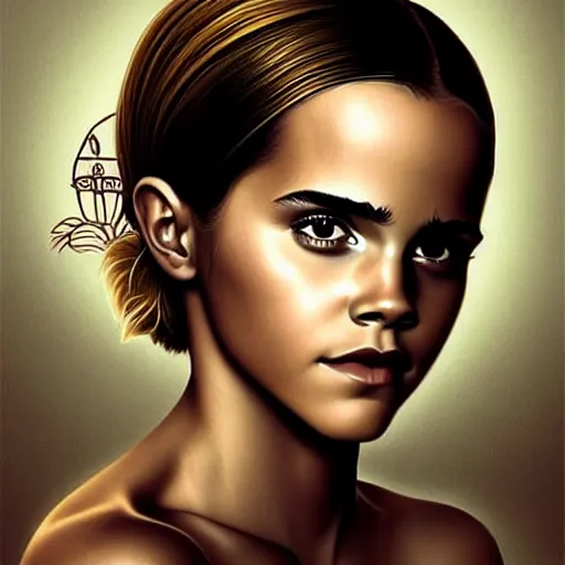 Prompt: Africa, beautiful portrait of Very funny actress Emma Watson lke monkey face looking like an old monkey, Emma Watson actress blended monkey face, like , powerful , magic, thunders, dramatic lighting, intricate, wild, highly detailed, digital painting, artstation, concept art, smooth, sharp focus, illustration, art by artgerm and greg rutkowski and alphonse mucha, footage