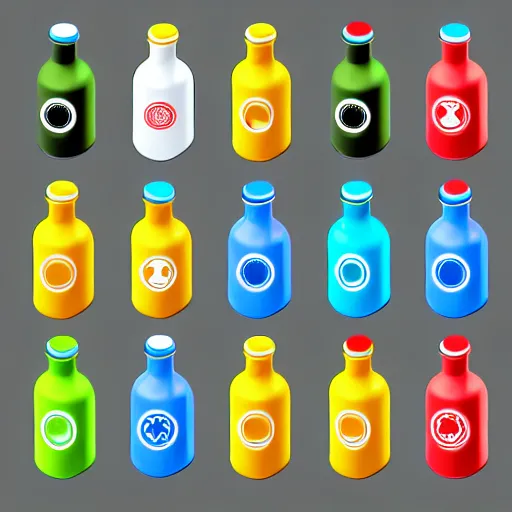 Prompt: a bottle isometric 3 d icons for mobile game, 8 k resolution, gamedesign, octane render, blender 3 d