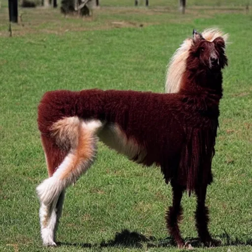 Image similar to photo of a hybrid between a borzoi and an alpaca