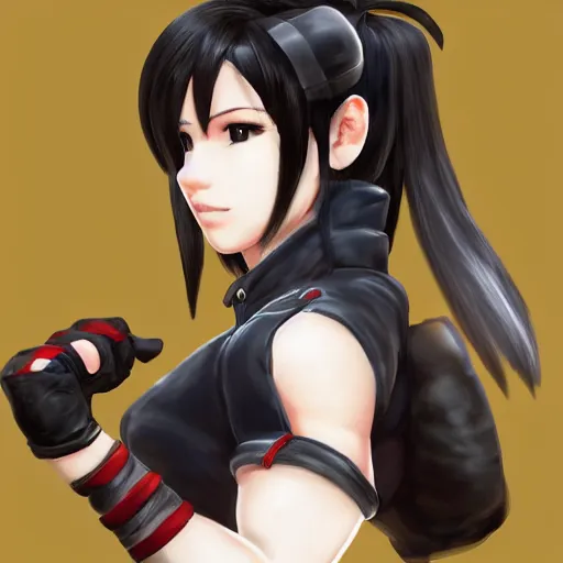 Image similar to high quality head and shoulders tifa lockhart, trending on artstation