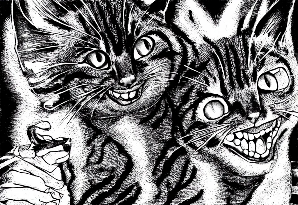 Image similar to smiling cat by junji ito