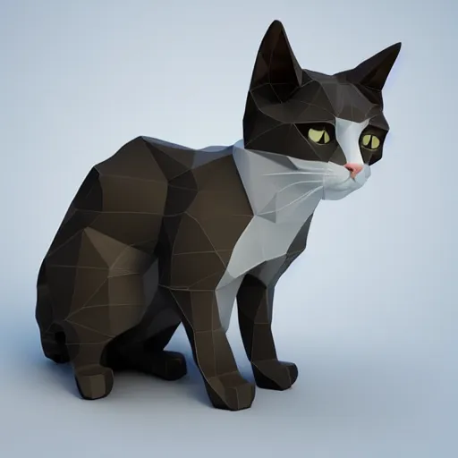 Image similar to cat on white background, 3d isometric, low poly