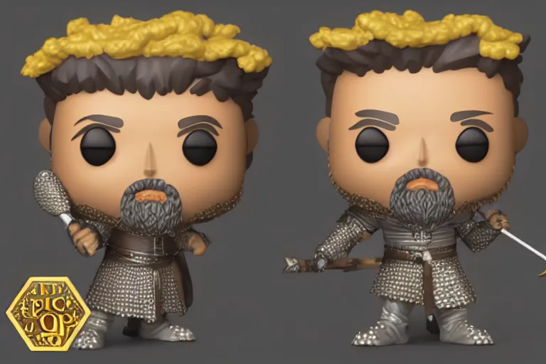 Image similar to an ultra detailed 3 d render of king richard the lionhearted as a funko pop, epic anime fantasy, 8 k, volumetric lighting, smooth, highly detailed, digital illustration, octane render, art by jeong seon and greg rutkowsi, artstation