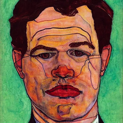 Prompt: Mark Rutte painted by Egon Schiele