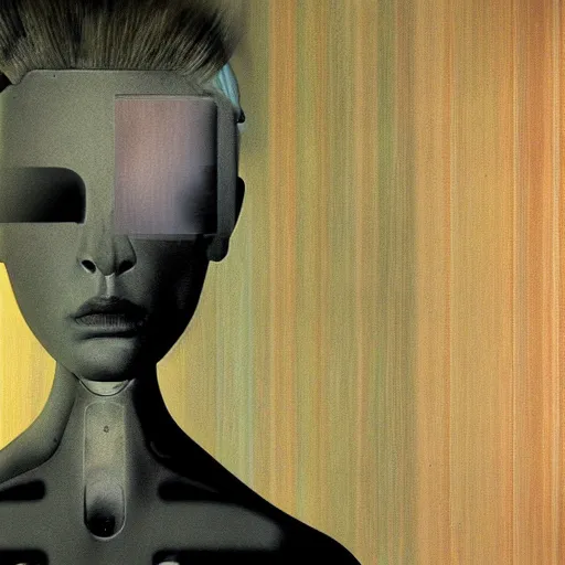 Prompt: portrait of a android girl, android, humanoid robot girl, by David Lynch