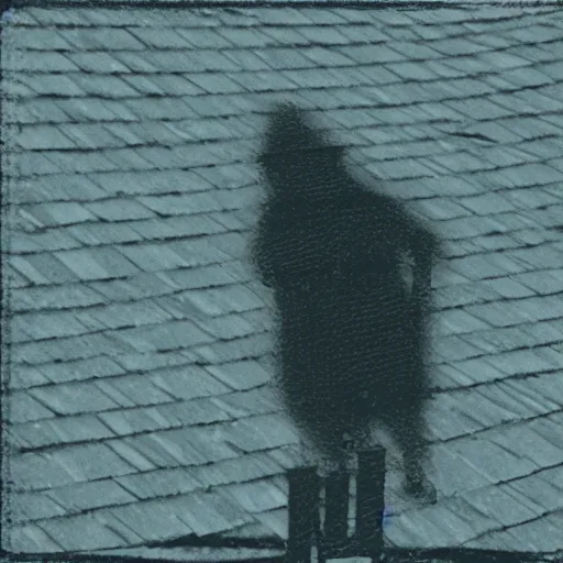 Image similar to a grainy realistic photograph of santa ontop of a rooftop climbing down a chimney at night, shot on an old polaroid camera, grainy vhs texture 4 k, realistic, unreal engine 5, sharp details, 3 0 0 dpi