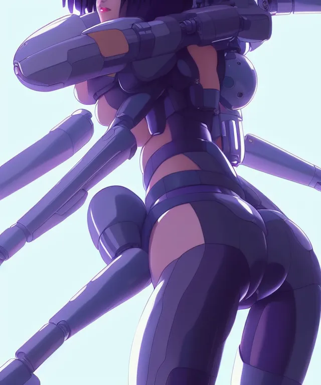 Image similar to a fullbody portrait of motoko kusanagi on top of a tachikoma : : stand alone complex, ghost in the shell, netflix : : by ilya kuvshinov, rossdraws, artgerm, sola digital arts, anti aliasing, raytracing : :