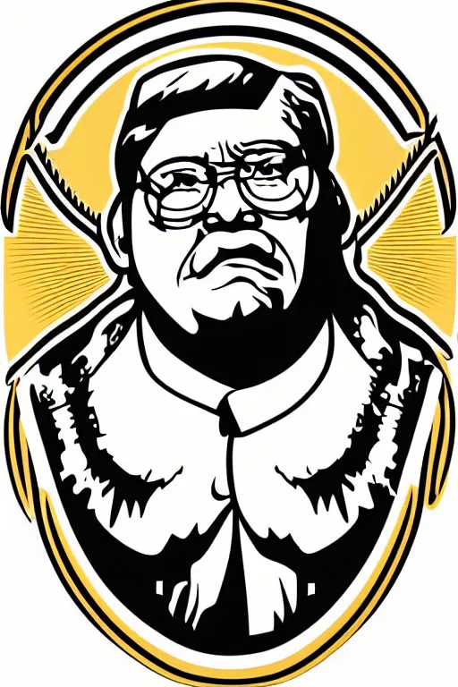 Image similar to A portrait of a dictator bull, sticker, highly detailed, colorful, illustration, smooth and clean vector curves, no jagged lines, vector art, smooth