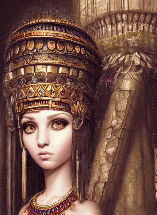 Image similar to highly detailed closeup portrait of cleopatra's palace, unreal engine, nicoletta ceccoli, mark ryden, earl norem, lostfish, global illumination, detailed and intricate environment