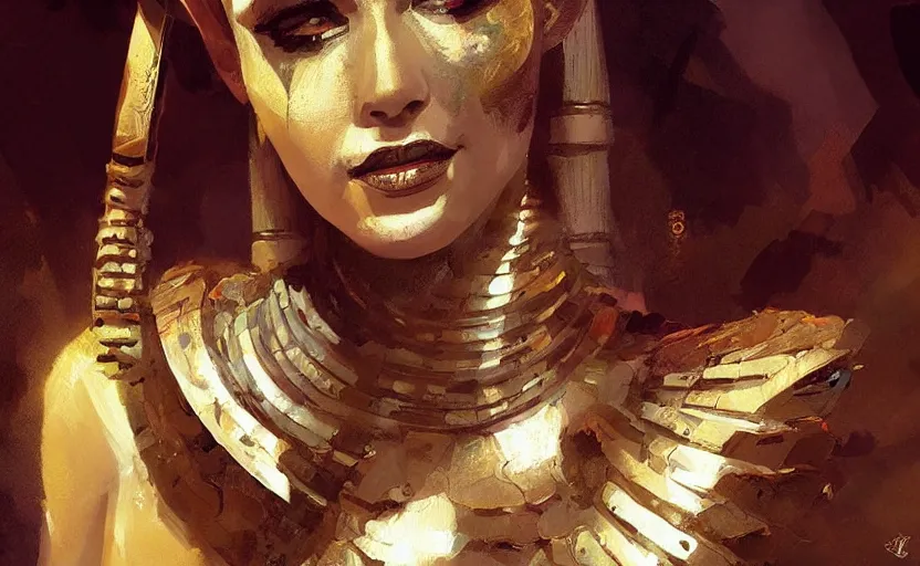 Image similar to A painting of a Cleopatra trending on artstation in the style of Greg Rutkowski