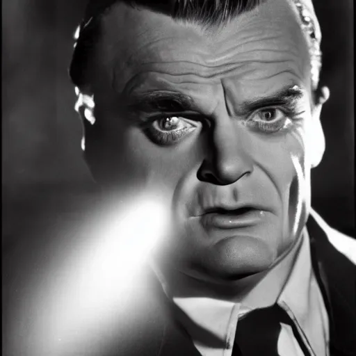 Prompt: A portrait of James Cagney, photograph, film noir lighting