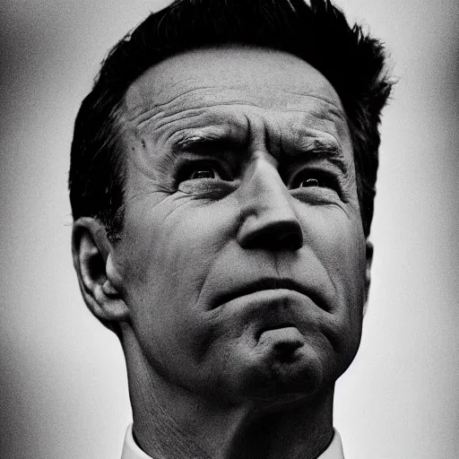 Image similar to Joe Biden as a police officer, black and white, high detail, portrait, close up, photorealistic, grit