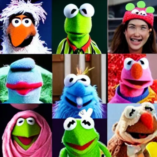Prompt: muppets wearing ice cream hats