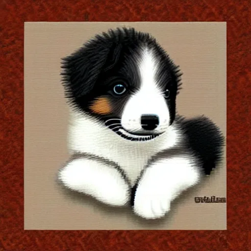 Image similar to cute collie puppy, pixelart