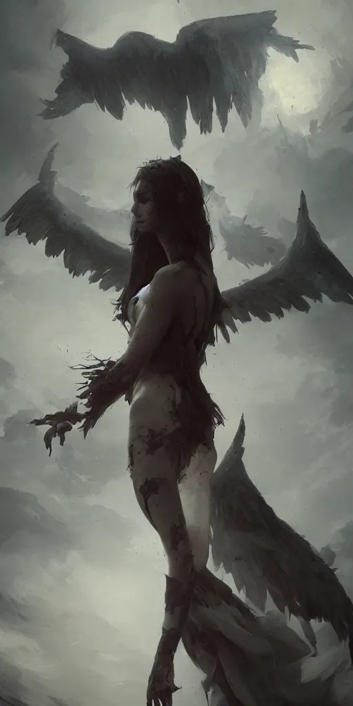 Prompt: fallen angel, artstation, detailed, dark fantasy, digital art, beautiful composition, masterpiece, by Greg Rutkowski