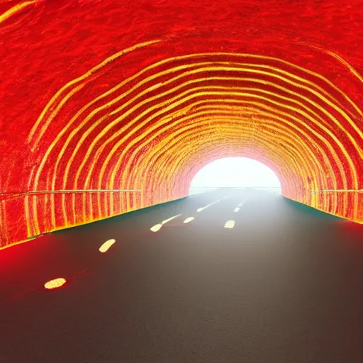 Prompt: we are inside tunnel of large artery tube with cell wall, small light yellow cholesterol cells clump on tunnel wall causing blockage, show also red corpuscles, emphasize flashing red warning lights background, haze, red shift, ultra high detail, realistic render, cinematic, octane render