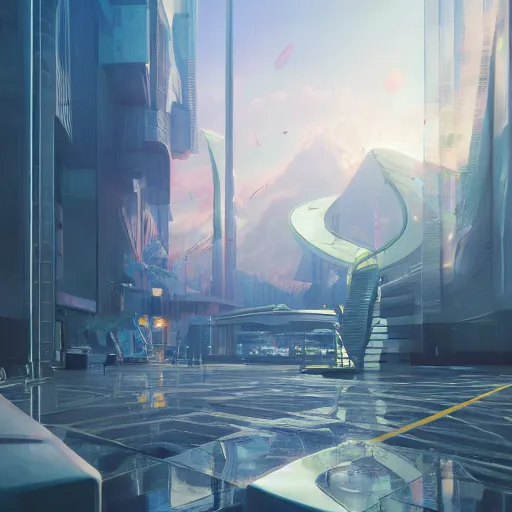 Image similar to neo brutralism, futuristic architectural art, colorful, hyperrealistic, cgsociety, octane render, 8k, realistic depth, 3D feeling, sunlight, shadows, reflections, romanticism, 3D, realistic depth, in the style of Akihiko Yoshida and Greg Rutkowski